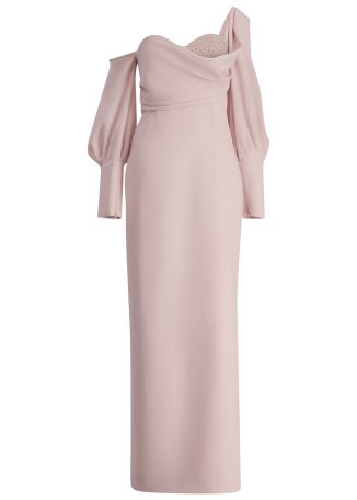 Pink off-the-shoulder cady gown