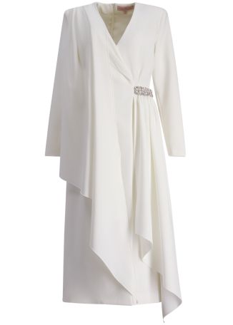 Ivory draped cady gown