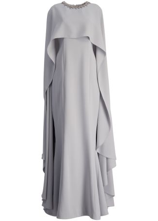 Grey cape-effect cady gown