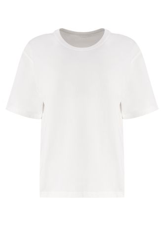 White logo-embossed cotton t-shirt