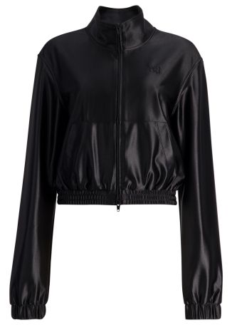 Black cropped satin jacket