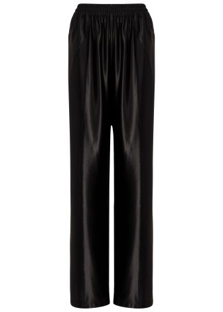 Black logo-embossed satin track pants