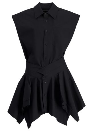 Black deconstructed cotton mini dress