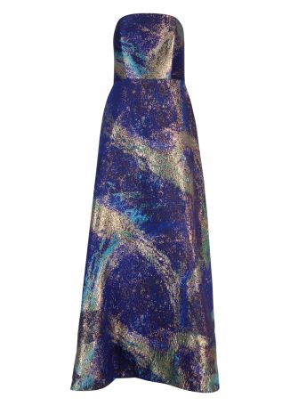 Metallic-jacquard gown