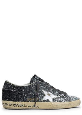 Super-star glittered leather sneakers