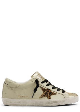Super-star glitter-detail leather sneakers