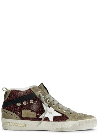 Mid star glitter-detail suede sneakers