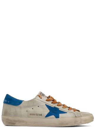 Super-star croc-embossed leather sneakers