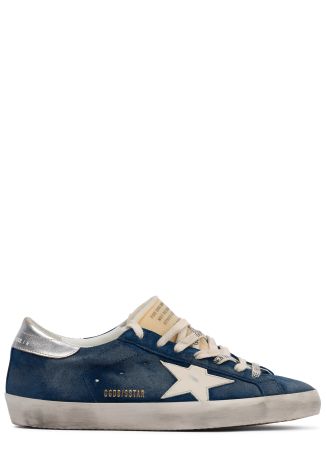 Super-star blue metallic-detail suede sneakers