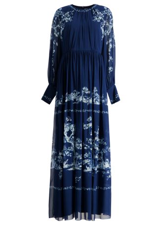 Printed silk maxi dress