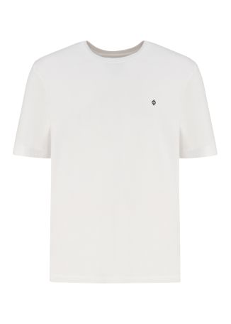 Saotto white logo-embroidered cotton t-shirt