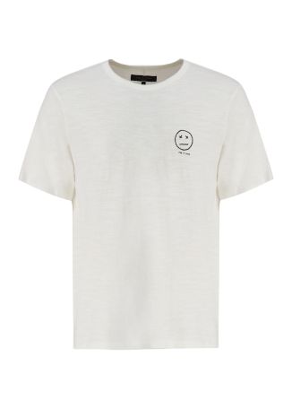 Sour face white embroidered cotton t-shirt