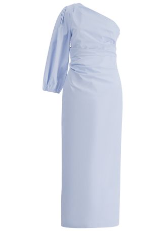 Campbell blue one-shoulder cotton-blend maxi dress 