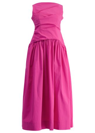 Campbell pink gathered cotton-blend maxi dress