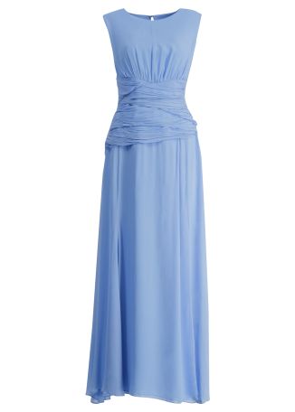Aylah blue ruched georgette maxi dress