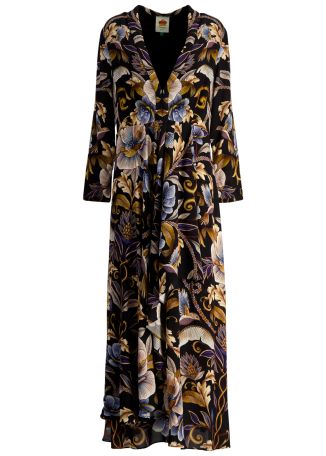 Snake garden printed maxi dress