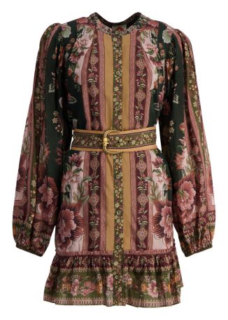 Flowering garden floral-print cotton-blend mini dress