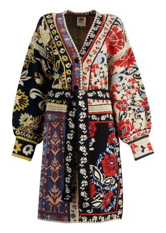 Mixed flower print patchwork cardigan