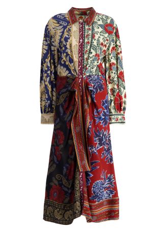 Winter mix printed midi dress