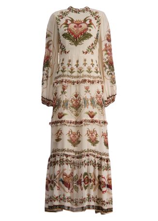 Majestic hearts printed maxi dress