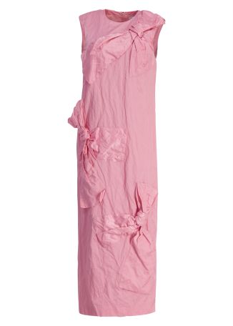 Pink bow-embellished cotton-blend midi dress