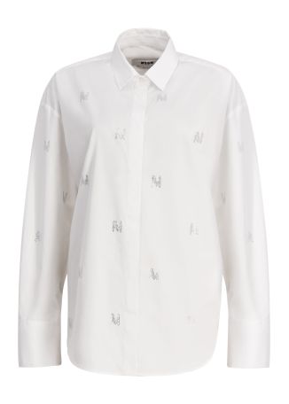 White crystal-embellished cotton shirt
