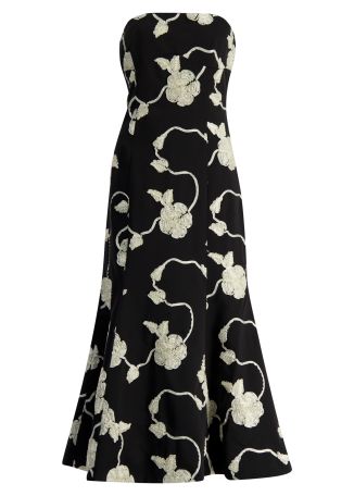 Floral-embroidered midi dress