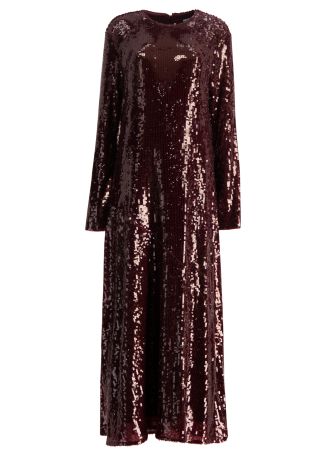 Burgundy sequin-embellished maxi dress
