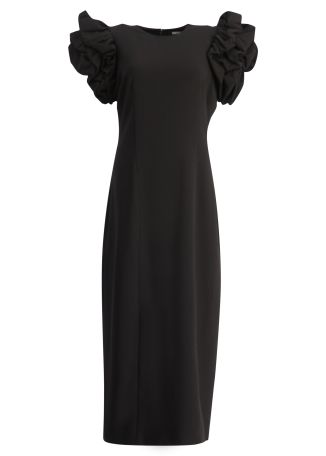 Black crepe midi dress