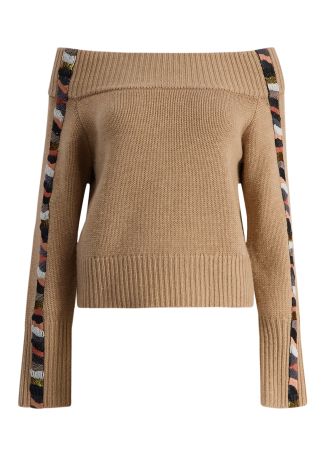 Trevor off-the-shoulder wool-blend top