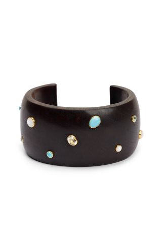 Cara gemstone-embellished wood cuff bracelet