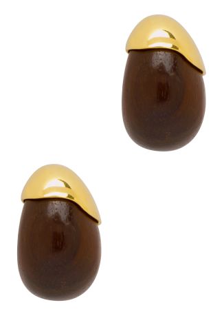 Toro 24kt gold-plated wood drop earrings