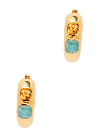 Piet gemstone-embellished 24kt gold-plated hoop earrings