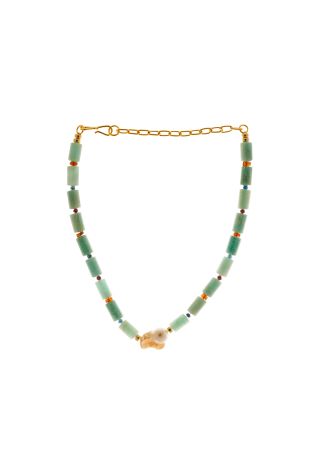 Curio bead-embellished 24kt gold-plated necklace