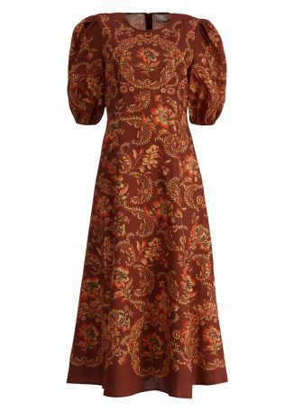 Seraphina floral-print linen midi dress