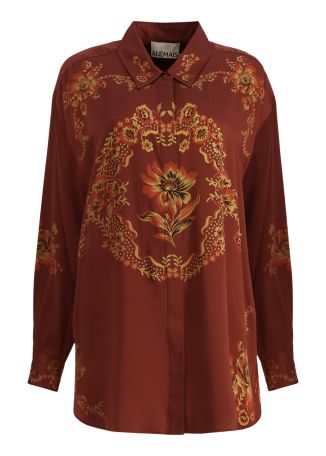 Seraphina floral-print silk shirt