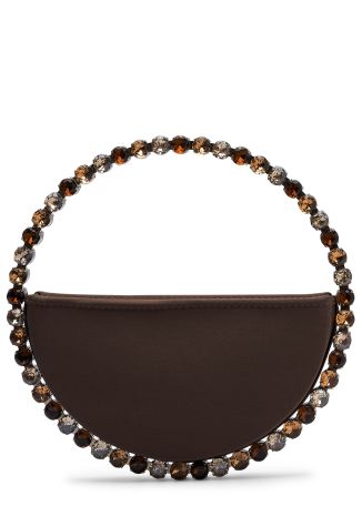 Taliya eternity brown crystal-embellished satin clutch