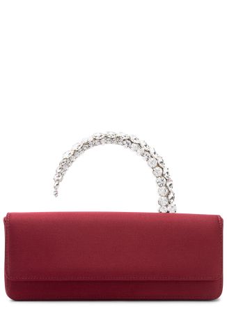 Malika black crystal-embellished satin clutch