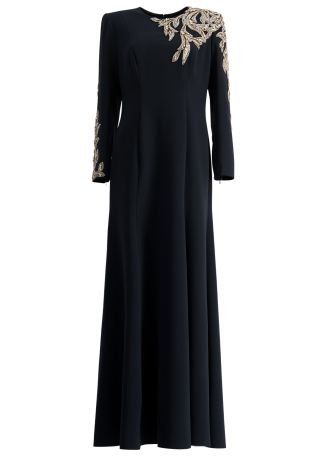 Honor crystal-embellished crepe maxi dress