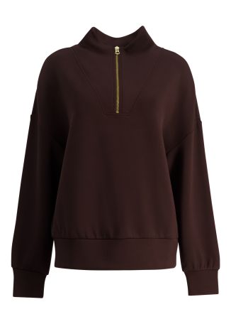 Hawley brown zip-detail stretch-jersey sweatshirt