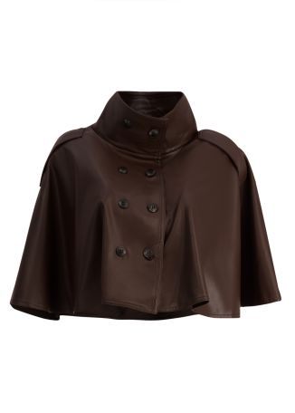 Mirel brown cropped faux leather jacket