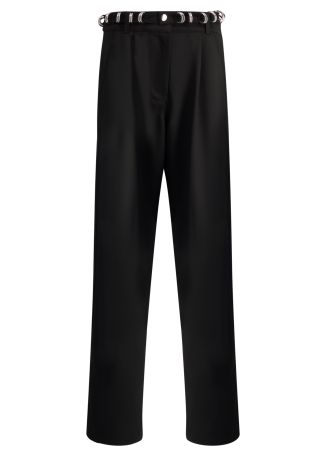 Kira black straight-leg stretch-jersey trousers