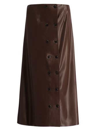 Mirel brown faux leather midi skirt