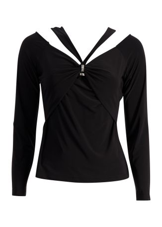 Veyra black off-the-shoulder stretch-jersey top
