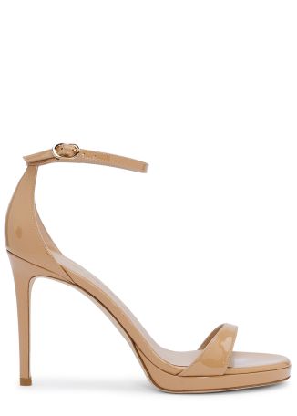 Nudist platform 100 beige leather sandals