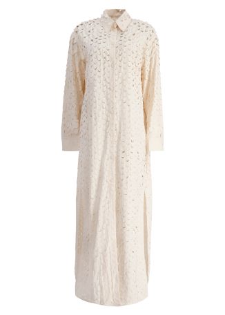 Brizo ivory laser-cut cotton maxi dress