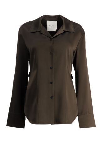 Nathalie green belted satin shirt