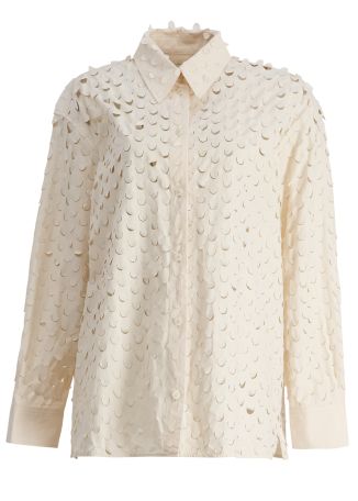 Aphea ivory laser-cut cotton shirt
