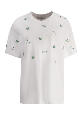 Floral-embroidered cotton t-shirt