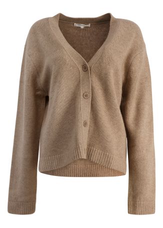 Beige cropped cashmere cardigan
